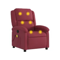 fauteuil de massage inclinable, fauteuil de relaxation, chaise de salon rouge bordeaux tissu fvbb22196 meuble pro