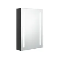 armoire de salle de bain à miroir led noir brillant 50x13x70 cm 2