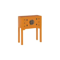 console 2 portes, 6 tiroirs orange meuble chinois - pekin - l 63 x l 26 x h 80 cm - neuf