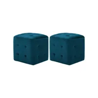 2 pcs tables de chevet bleu 30x30x30 cm tissu velours