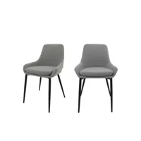 liv - lot de 2 chaises en tissu bouclette et métal - couleur - gris