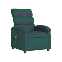 fauteuil de massage inclinable, fauteuil de relaxation, chaise de salon vert foncé tissu fvbb74732 meuble pro