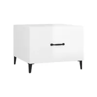 table de salon avec pieds en métal blanc brillant 50x50x40 cm