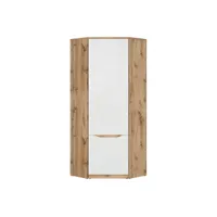 armoire d'angle 1 porte june blanc et bois