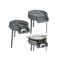 barbecue rond avec support en acier inoxydable coloris noir - 60 x 81 x 93 cm
