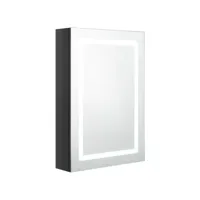 armoire de salle de bain à miroir led noir brillant 50x13x70 cm