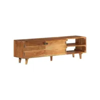 meuble tv - armoire de tv  banc tv  pour salon bois massif d'acacia avec finition miel 140x30x40 cm -neww95611