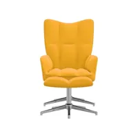 fauteuil salon - fauteuil de relaxation avec repose-pied jaune moutarde velours 62x68x98 cm - design rétro best00007571625-vd-confoma-fauteuil-m05-1700