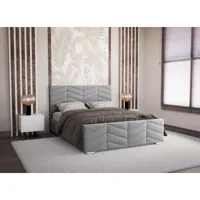 lit avec sommier relevable et coffre en velours gris 160x200 cm palma