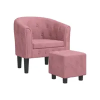 fauteuil cabriolet avec repose-pied rose velours