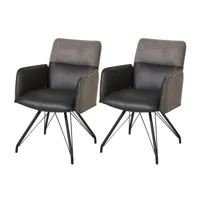 chaise avec accoudoirs simili cuir et pieds métal noir collin - lot de 2 52870gr