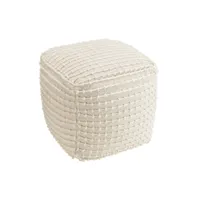 charles - pouf carré en laine texturée couleur ivoire