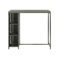 table cuisine - table de bar avec rangement gris 120x60x110 cm résine tressée