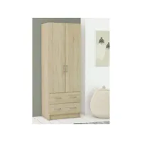 armoire lingère 2 portes battantes 2 tiroirs - lavi - l 61 x l 41 x h 170 cm