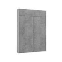 armoire lit escamotable dynamo blanc mat façade gris béton 140 x 200 cm 20100991014