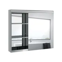 armoire miroir salle de bain - meuble mural 2 étagères - dim. 70l x 13l x 60h cm - acier inox. verre