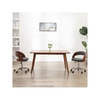 chaise pivotante de bureau gris bois courbé et tissu