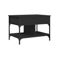 table de salon noir 70x50x50 cm bois d'ingénierie et métal