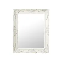 miroir mural style baroque  miroir déco pour salle de bain salon chambre ou dressing 50x60 cm blanc meuble pro frco72472