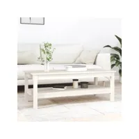table basse table de salon  bout de canapé blanc 110x50x40 cm bois massif de pin meuble pro frco45873