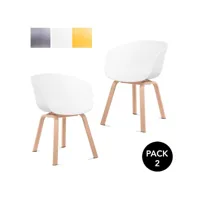 mc haus · erika blanche x2 · pack 2 chaises design nordique pour le salon ou la salle à manger, mesures 56,5x56x76,5 cm