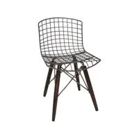 chaise en métal et bois assise grillagée