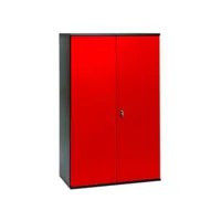armoire de bureau métallique 2 portes rouge et noir folia l 80 x h 105 x p 41 cm