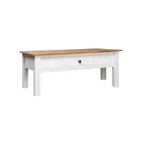 table basse table de salon  bout de canapé blanc 100x60x45 cm pin massif assortiment panama meuble pro frco93080