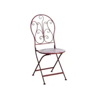 chaise de terrasse pliante en métal rouge