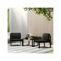 lot de 3 canapés de jardin  sofa banquette de jardin et coussins aluminium anthracite meuble pro frco87076