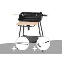 barbecue charbon bergamo somagic + pince en inox + brosse en t