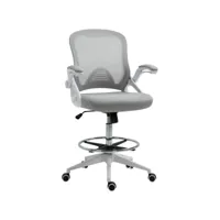 fauteuil de bureau chaise de bureau assise haute réglable dim. 64l x 60l x 106-126h cm pivotant 360° maille respirante gris