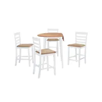vidaxl jeu de table et chaise de bar 5pcs bois massif naturel et blanc 275231