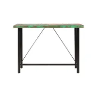table cuisine - table de bar 150x70x107 cm bois massif de récupération et fer