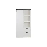barn - armoire design bois porte coulissante - couleur - blanc 378566-w