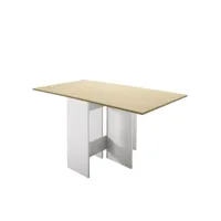 table de salle à manger extensible meyas bois chêne clair et blanc