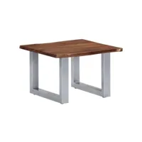 table basse table de salon  bout de canapé avec bord naturel 60x60x40 cm bois d'acacia massif meuble pro frco64813
