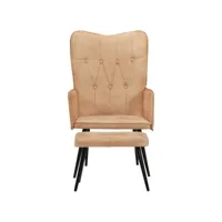 fauteuil salon - fauteuil à oreilles avec repose-pied crème toile 55x41x97 cm - design rétro best00002051650-vd-confoma-fauteuil-m05-754