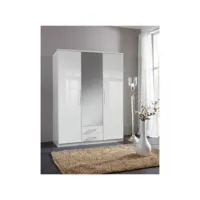 armoire de rangement gaby 2 portes 2 tiroirs laqués blanc 1 porte miroir 20100891066