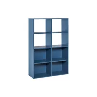 bibliothèque 8 cases de rangement en bois bleu - bi17036