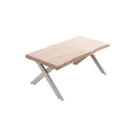 kamila  - table basse rehaussable bois et acier blanc l120