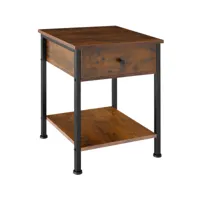 tectake table de chevet bradford 40x40x55,5cm - bois foncé industriel, rustique 404698