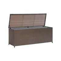 coffre boîte meuble de jardin rangement marron 120 x 50 x 60 cm résine tressée helloshop26 02_0013096