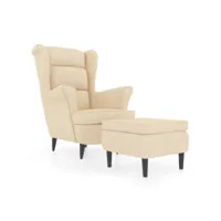 fauteuil salon - fauteuil à oreilles avec tabouret crème velours 78x90x96,5 cm - design rétro best00008986858-vd-confoma-fauteuil-m05-1515