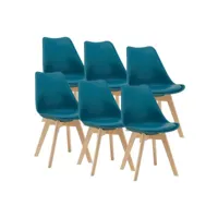 lot de 6 chaises de salle à manger similicuir hêtre turquoise helloshop26 03_0006784
