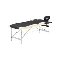 table de massage pliable 2 zones lit de massage  table de soin aluminium noir et beige meuble pro frco88486