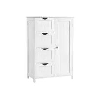 hombuy® campagne meuble de rangement avec 4 tiroirs commode armoire blanche pour chambre salle de bain