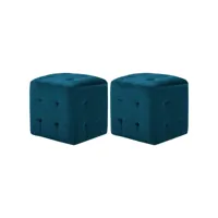 2 pièces tables de chevet bleu 30x30x30 cm tissu velours