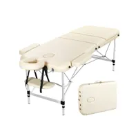 yaheetech table de massage pliante professionnelle 70 x 213 cm 3 section avec pied en aluminium lit de massage portable à hauteur réglable