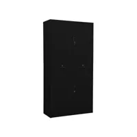 armoire de bureau noir 90x40x180 cm acier